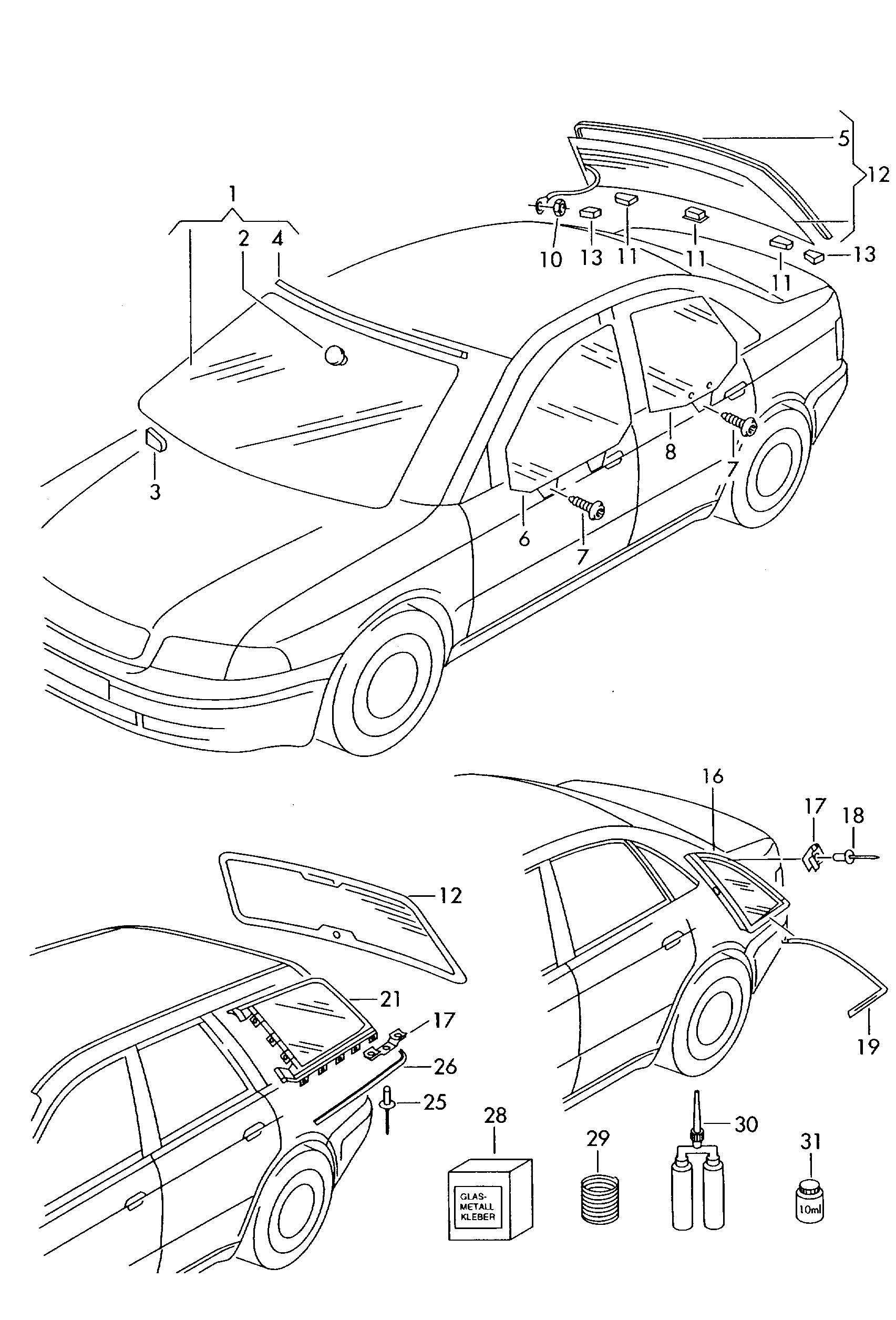 VAG 8E9845025 - Бокове вікно двері autozip.com.ua