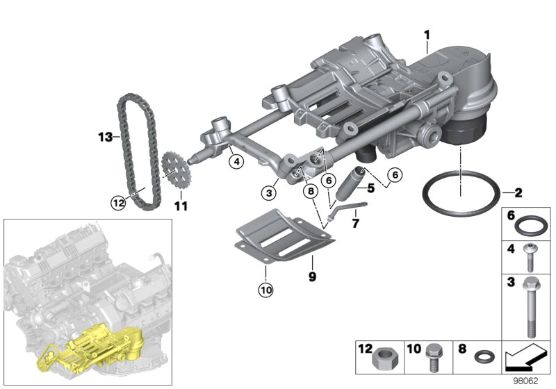 BMW 11 41 7 500 182 - Ланцюг, привід маслонасоса autozip.com.ua