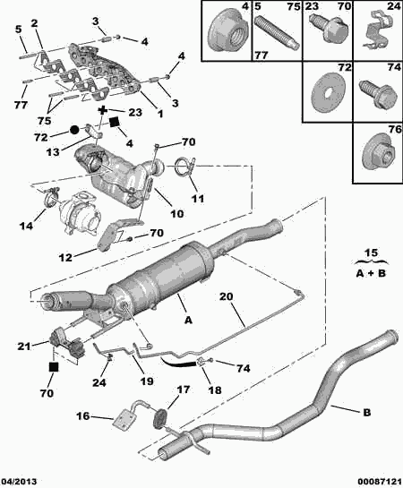 PEUGEOT 1713.74 - З'єднувальні елементи, система випуску autozip.com.ua