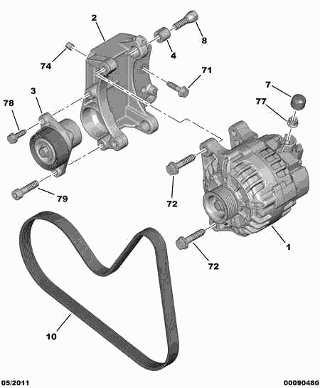 PEUGEOT 98 007 165 80 - Поліклиновий ремінь autozip.com.ua