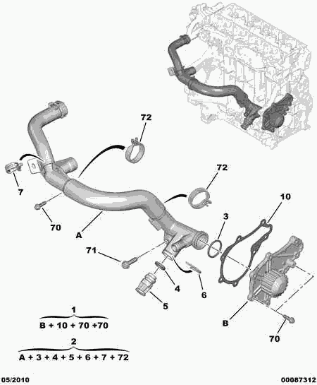 CITROËN/PEUGEOT 1201 K8 - Водяний насос + комплект зубчатого ременя autozip.com.ua