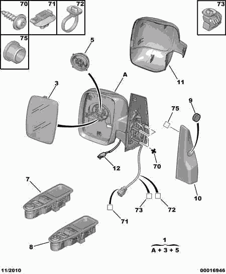 PEUGEOT 8152 G2 - Зовнішнє дзеркало autozip.com.ua