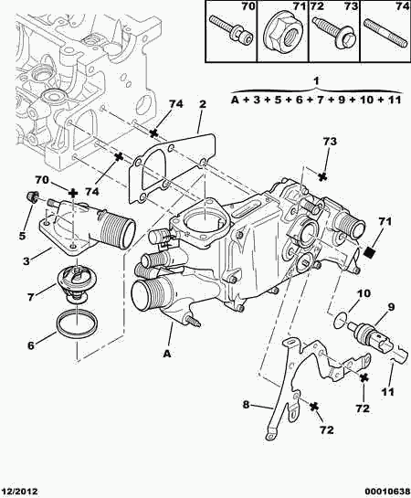 PEUGEOT 1336 V4 - Термостат, охолоджуюча рідина autozip.com.ua