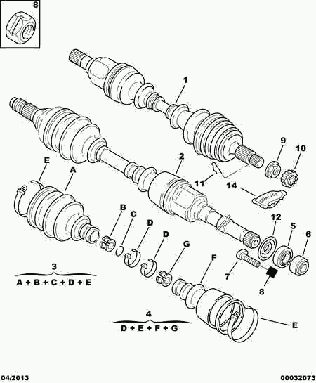 CITROËN 96 164 213 - Приводний вал autozip.com.ua