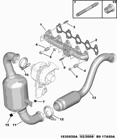 PEUGEOT 1706 S2 - PIPE FRONT EXHAUST TO CATALYST autozip.com.ua