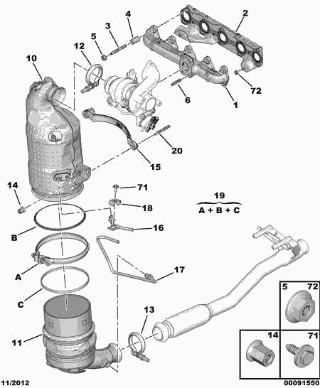 CITROËN 1797 76 - Прокладка, труба вихлопного газу autozip.com.ua