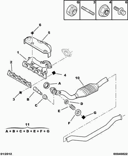 PEUGEOT 1706 56 - PIPE FRONT EXHAUST TO CATALYST autozip.com.ua