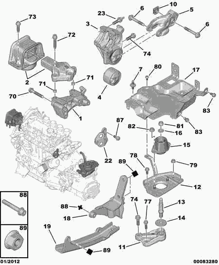 CITROËN 1809 44 - Подушка, підвіска двигуна autozip.com.ua