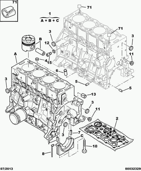 PEUGEOT 0197.Y6 - Комплект прокладок, двигун autozip.com.ua