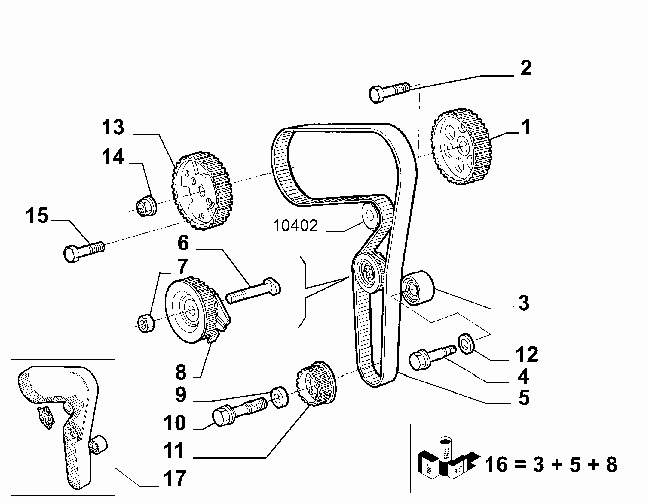 FIAT 55192323 - Водяний насос + комплект зубчатого ременя autozip.com.ua