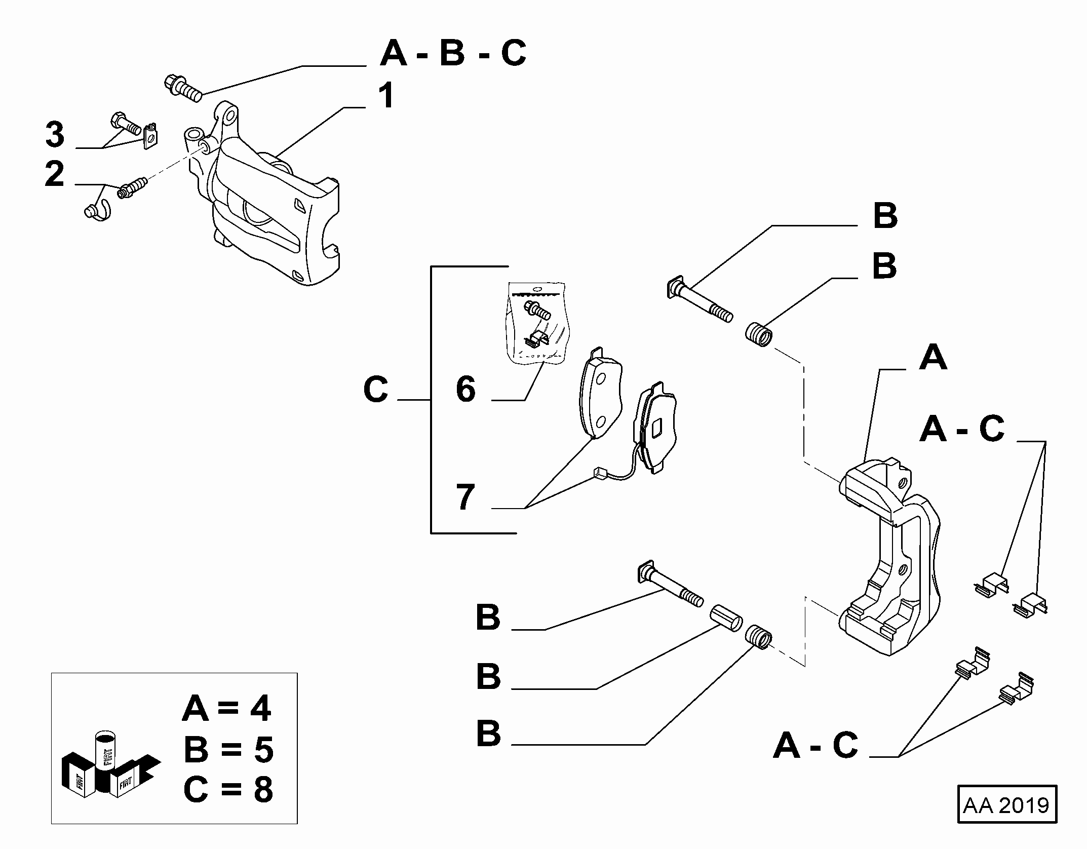 FIAT / LANCIA 77364654 - Ремкомплект, гальмівний супорт autozip.com.ua