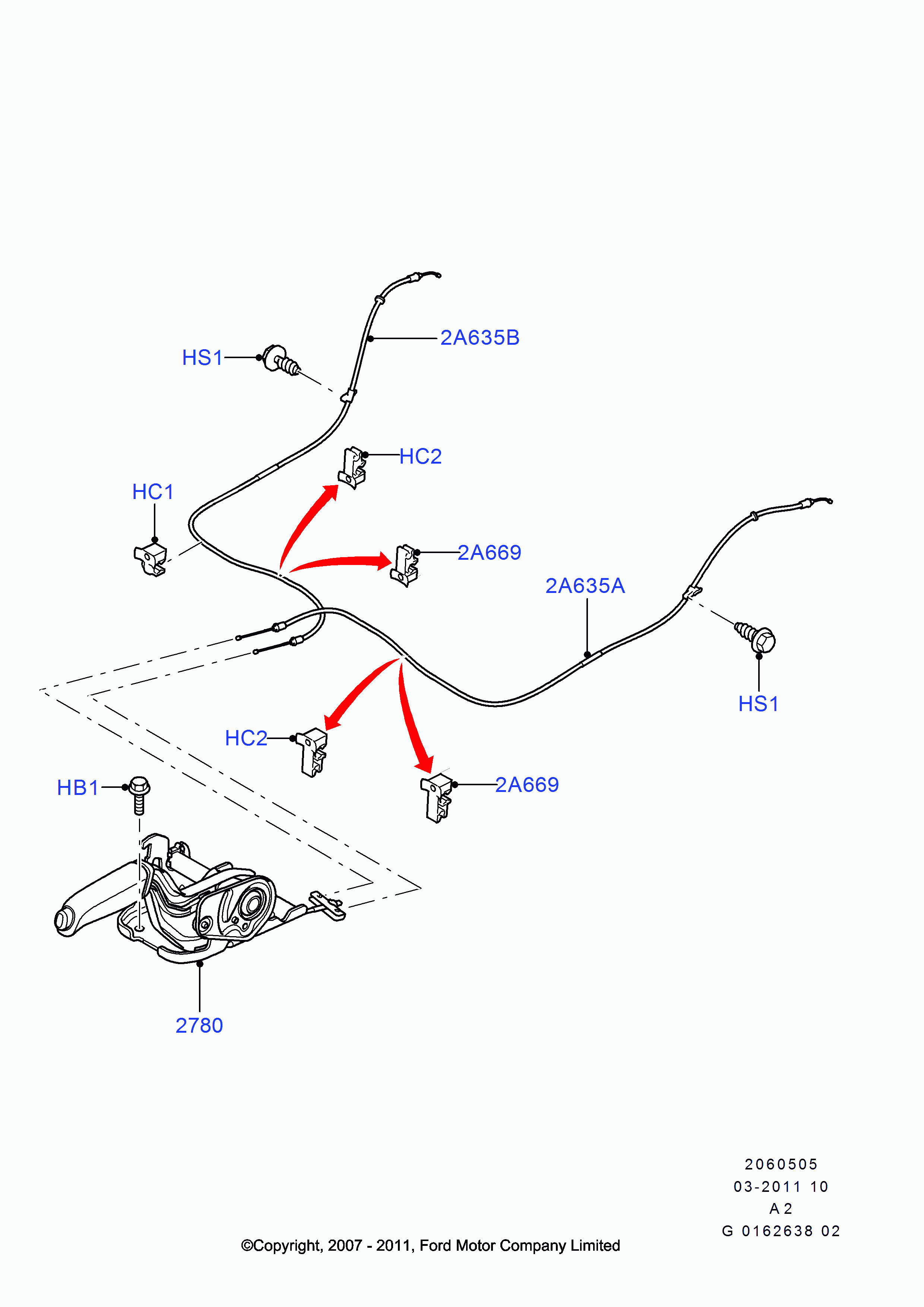 FORD 1711718 - Трос, гальмівна система autozip.com.ua