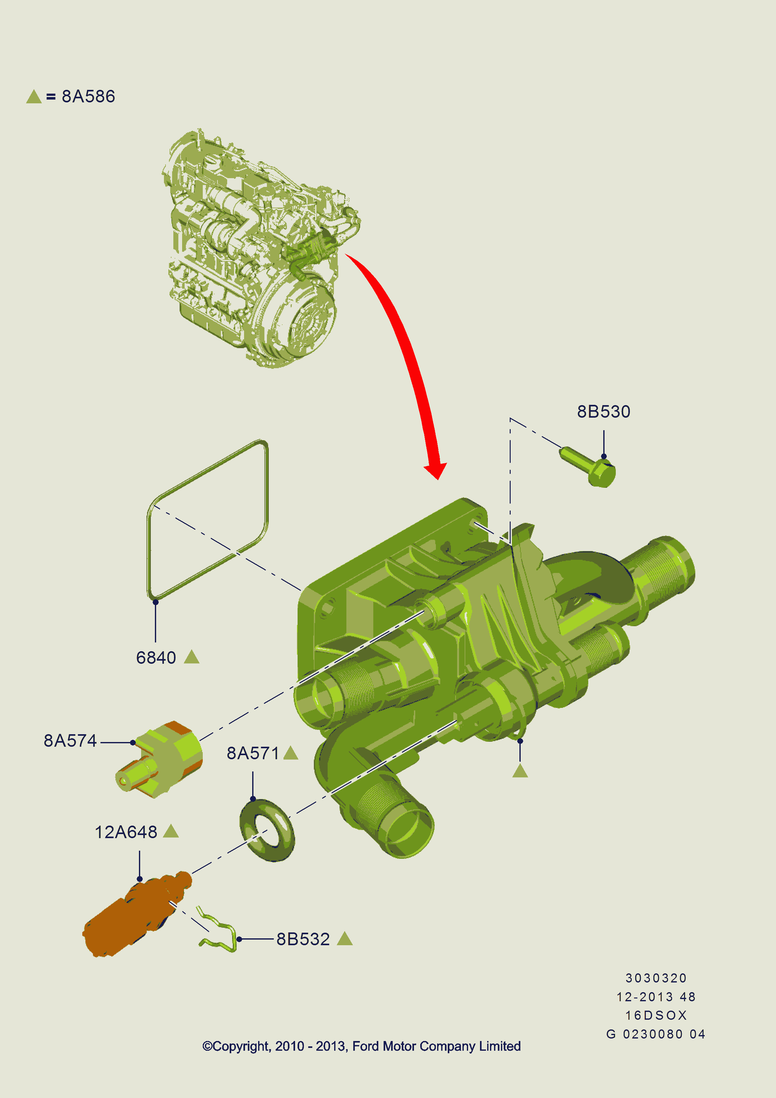 FORD 1251267 - Термостат, охолоджуюча рідина autozip.com.ua