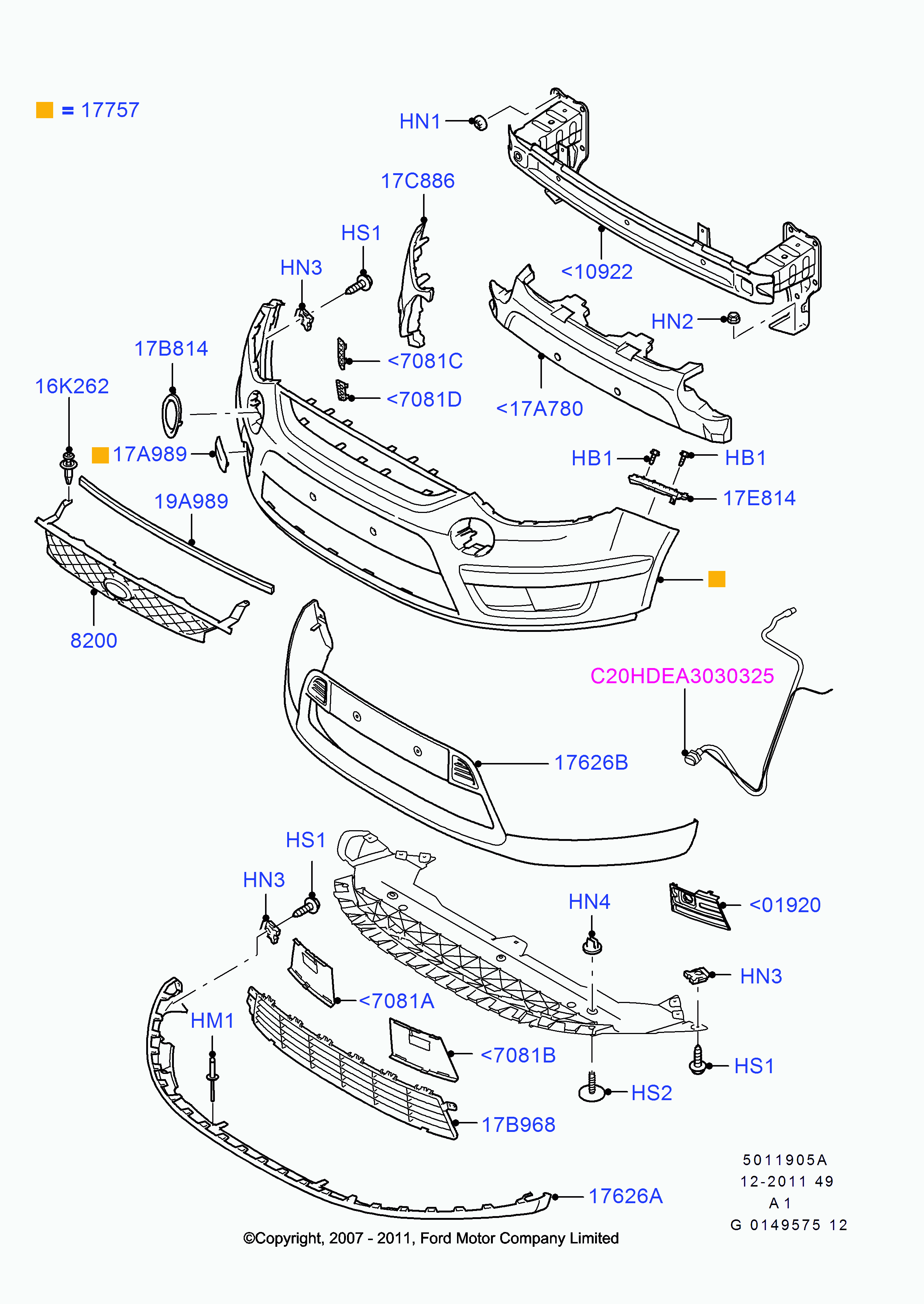 FORD 1459031 - Решітка вентилятора, буфер autozip.com.ua