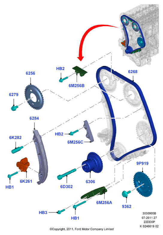 FORD 1576366 - Комплект ланцюга приводу распредвала autozip.com.ua