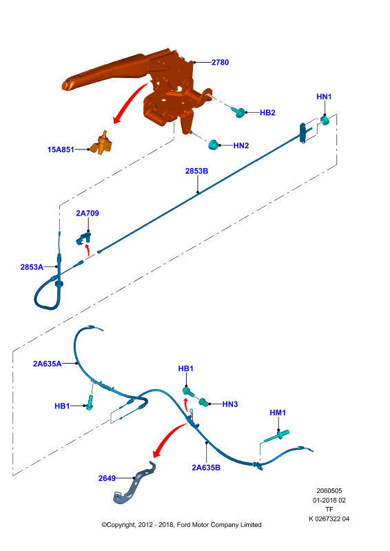 FORD 1882451 - Трос, гальмівна система autozip.com.ua