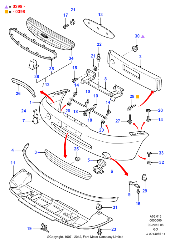 FORD 1050244 - Рама, протитуманні фари autozip.com.ua