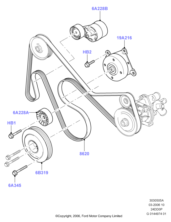 FORD 1445915 - Паразитний / провідний ролик, поліклиновий ремінь autozip.com.ua