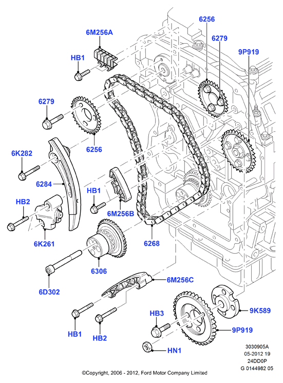 FORD 1 704 049 - Комплект ланцюга приводу распредвала autozip.com.ua