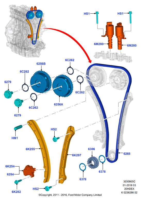 FORD 5252047 - Комплект ланцюга приводу распредвала autozip.com.ua