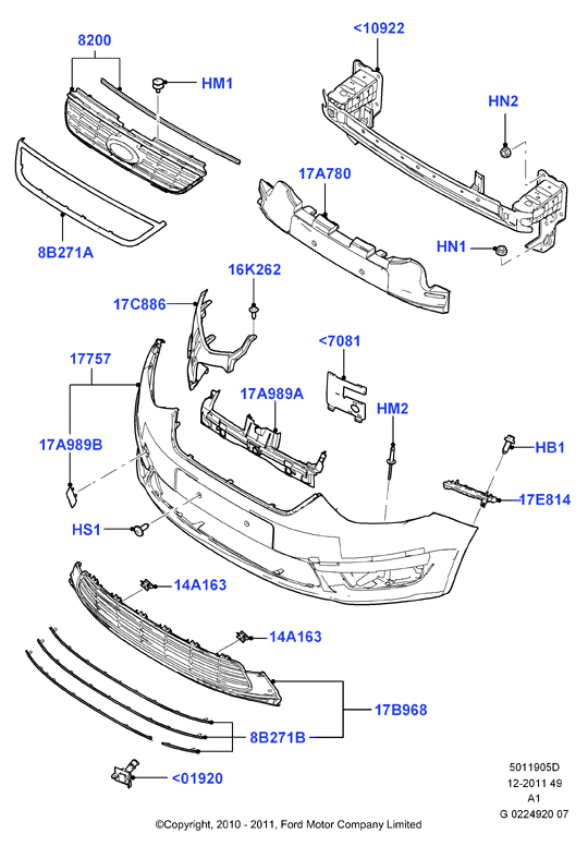 FORD USA 1 382 744 - Пружинний затиск, буфер autozip.com.ua