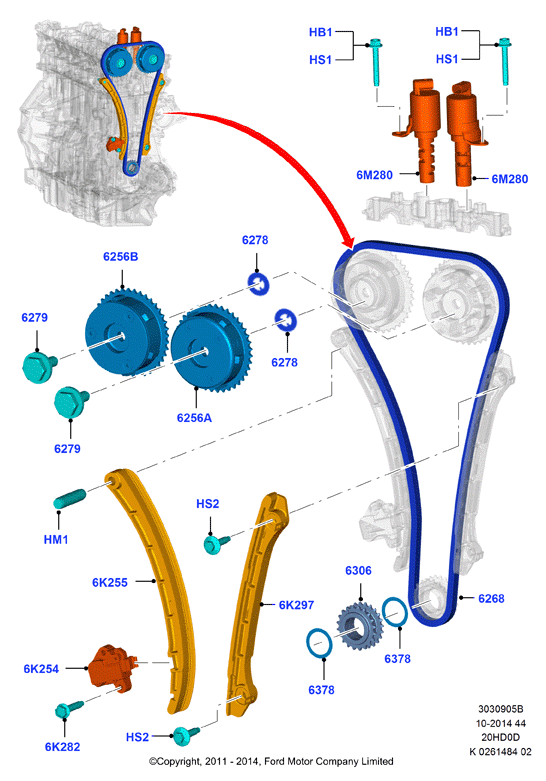 FORD 2071454 - Натягувач ременя, клинові зуб. autozip.com.ua