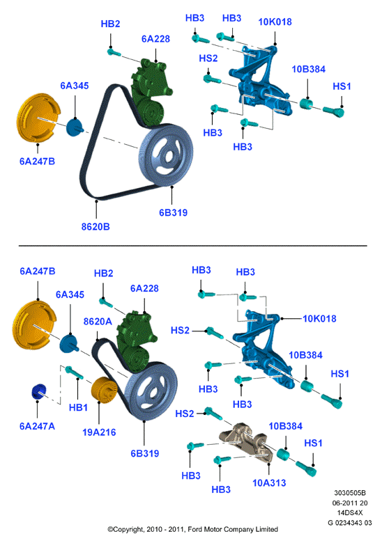 FORD 1624447 - Паразитний / провідний ролик, поліклиновий ремінь autozip.com.ua