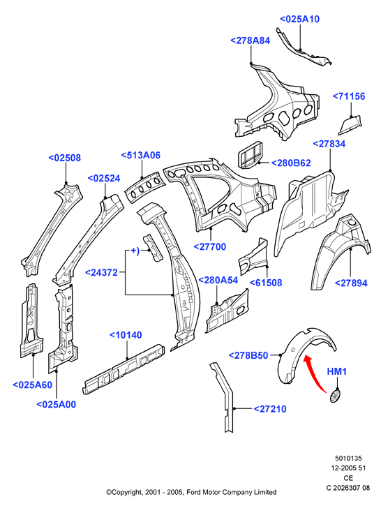 FORD 1050069 - Reinforcement - A Pillar, RH, Inner autozip.com.ua