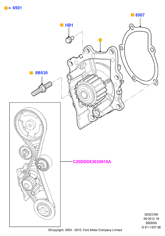 FORD 1870053 - Водяний насос + комплект зубчатого ременя autozip.com.ua