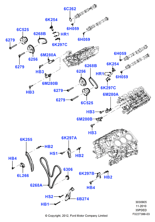 FORD USA AT4Z 6B274-A - Планка заспокоювача, ланцюг приводу autozip.com.ua