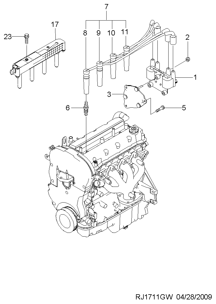 CHEVROLET (SGM) 96450249 - Провід запалювання autozip.com.ua