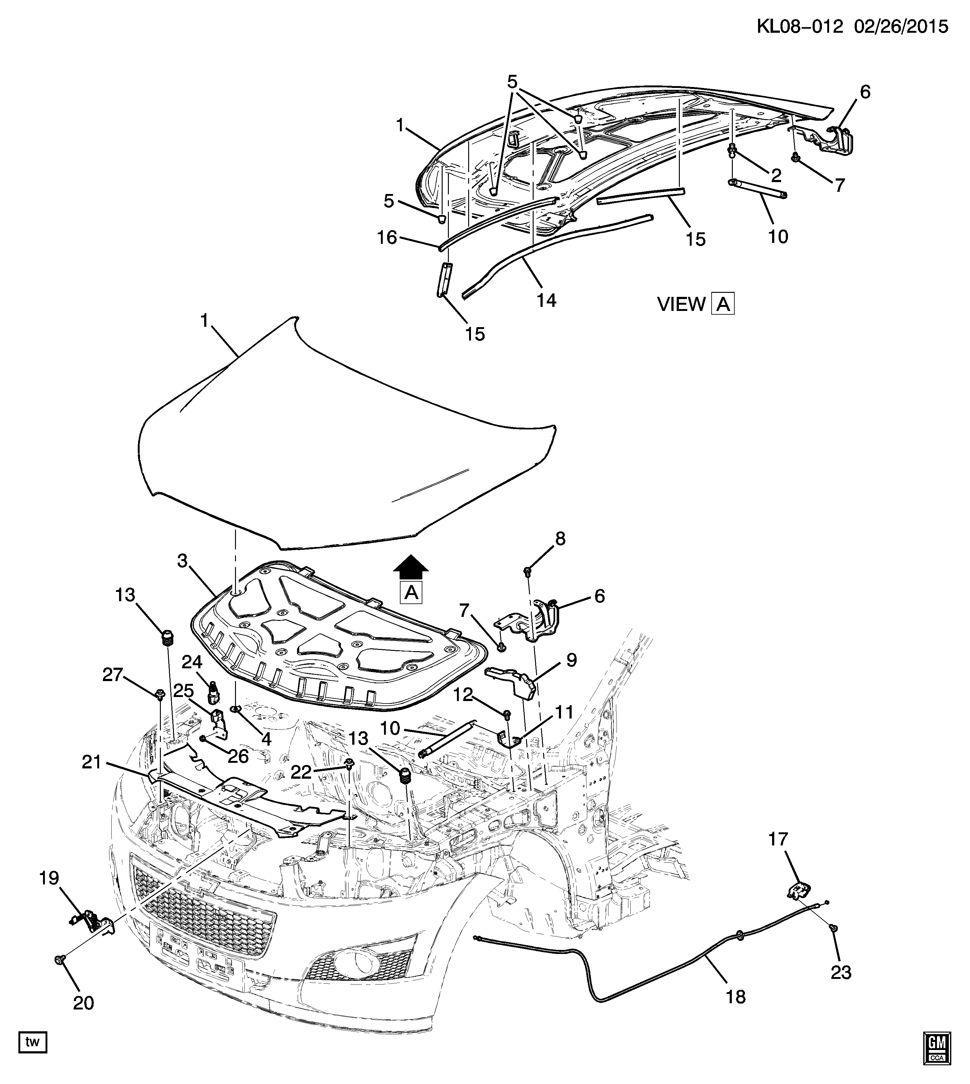 Chevrolet 95494361 - Газова пружина, капот autozip.com.ua