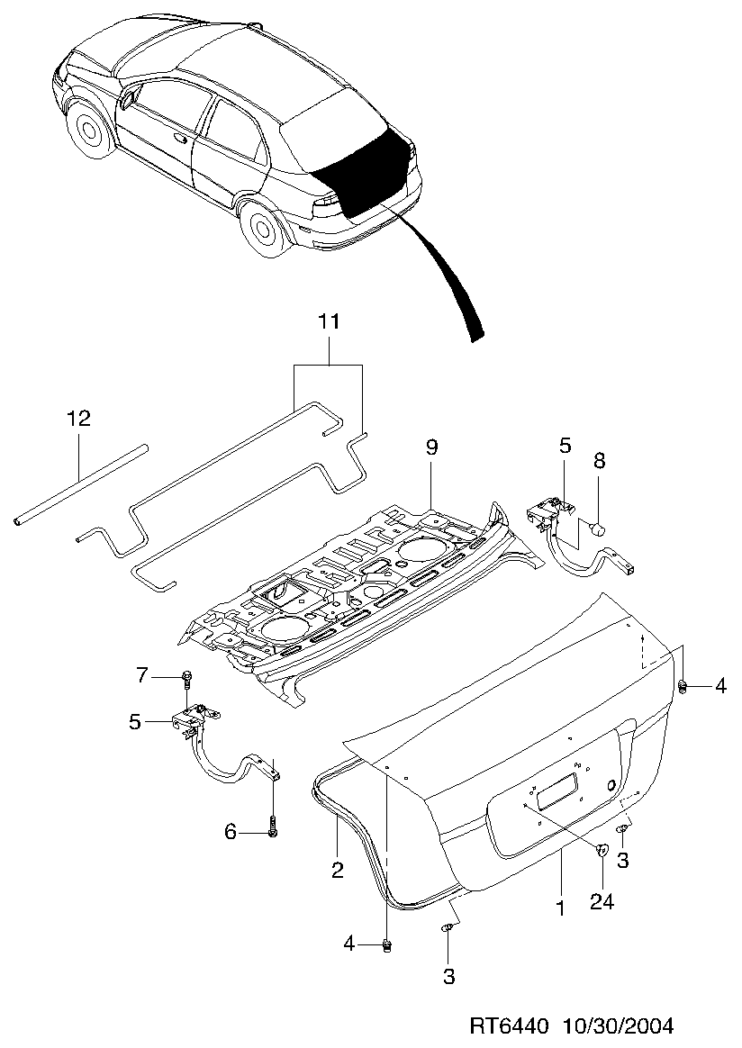 Chevrolet 96406023 - Кришка багажника / приміщення для вантажу autozip.com.ua