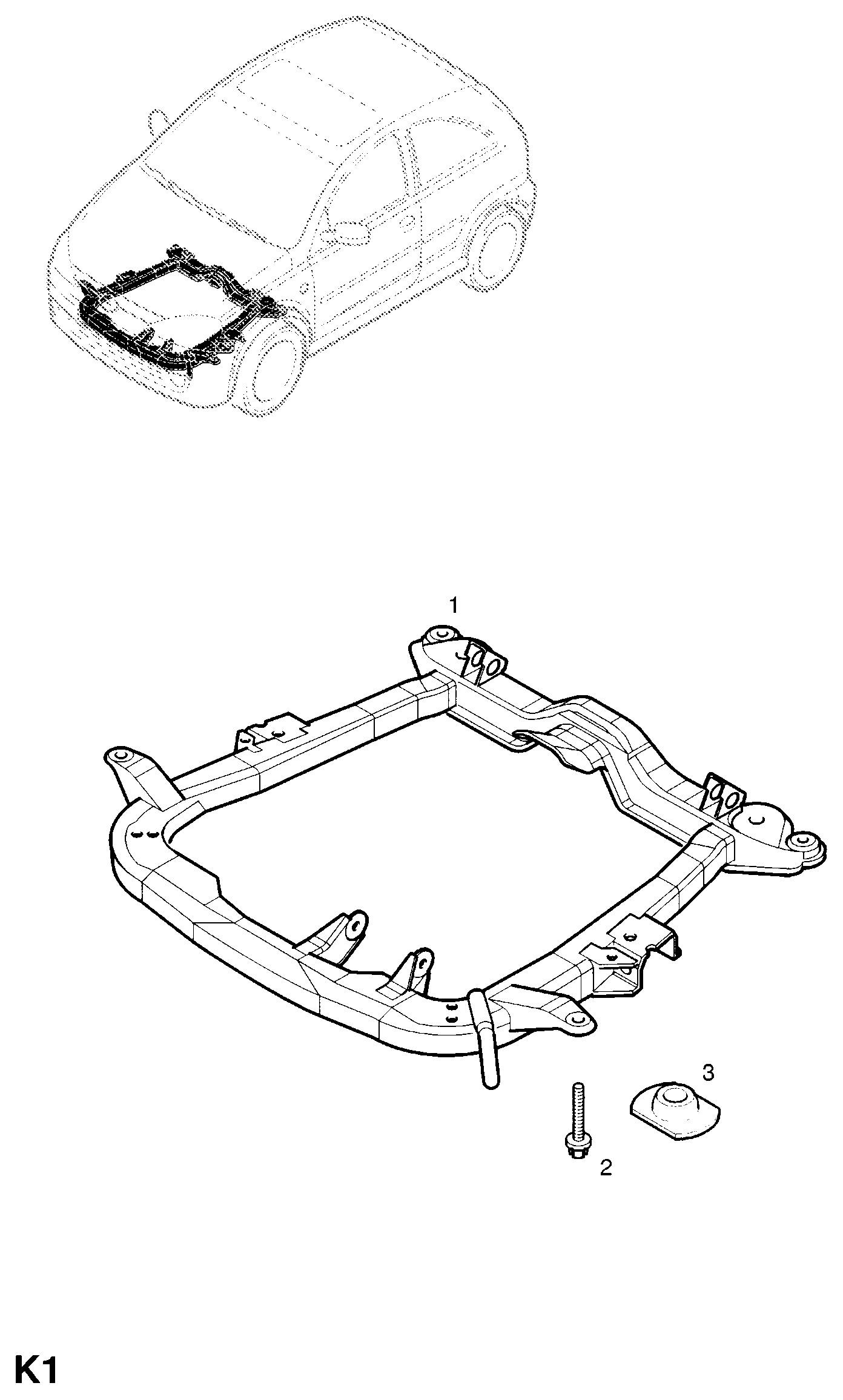 OPEL 302063 - FRAME, ASSY., ENGINE AND FRONT SUSPENSION MOUNTING (NOT USED WIT autozip.com.ua