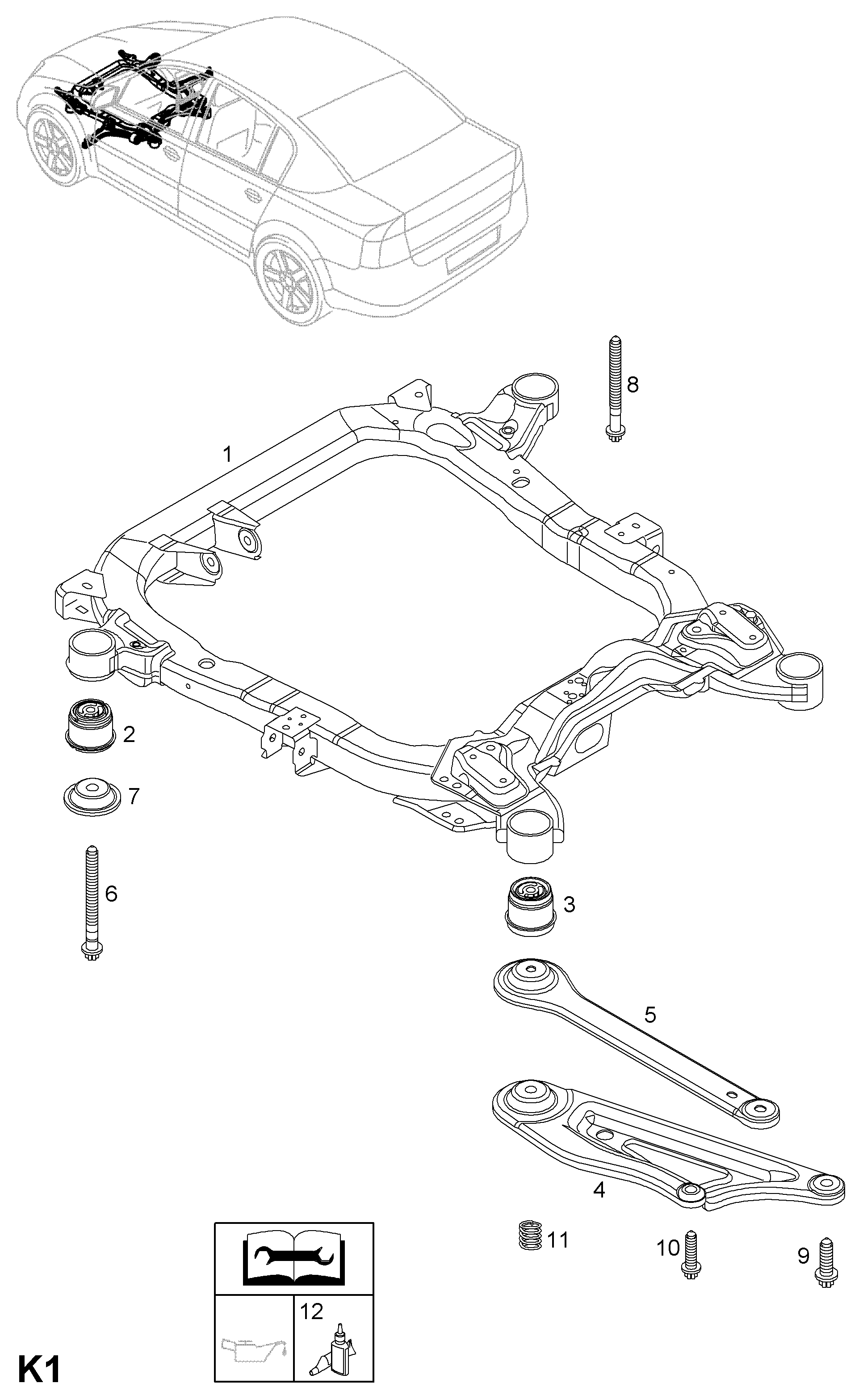 OPEL 302054 - CROSSMEMBER, ASSY., FRONT AXLE, WITH BUSHES AND RADIATOR BRACKET autozip.com.ua