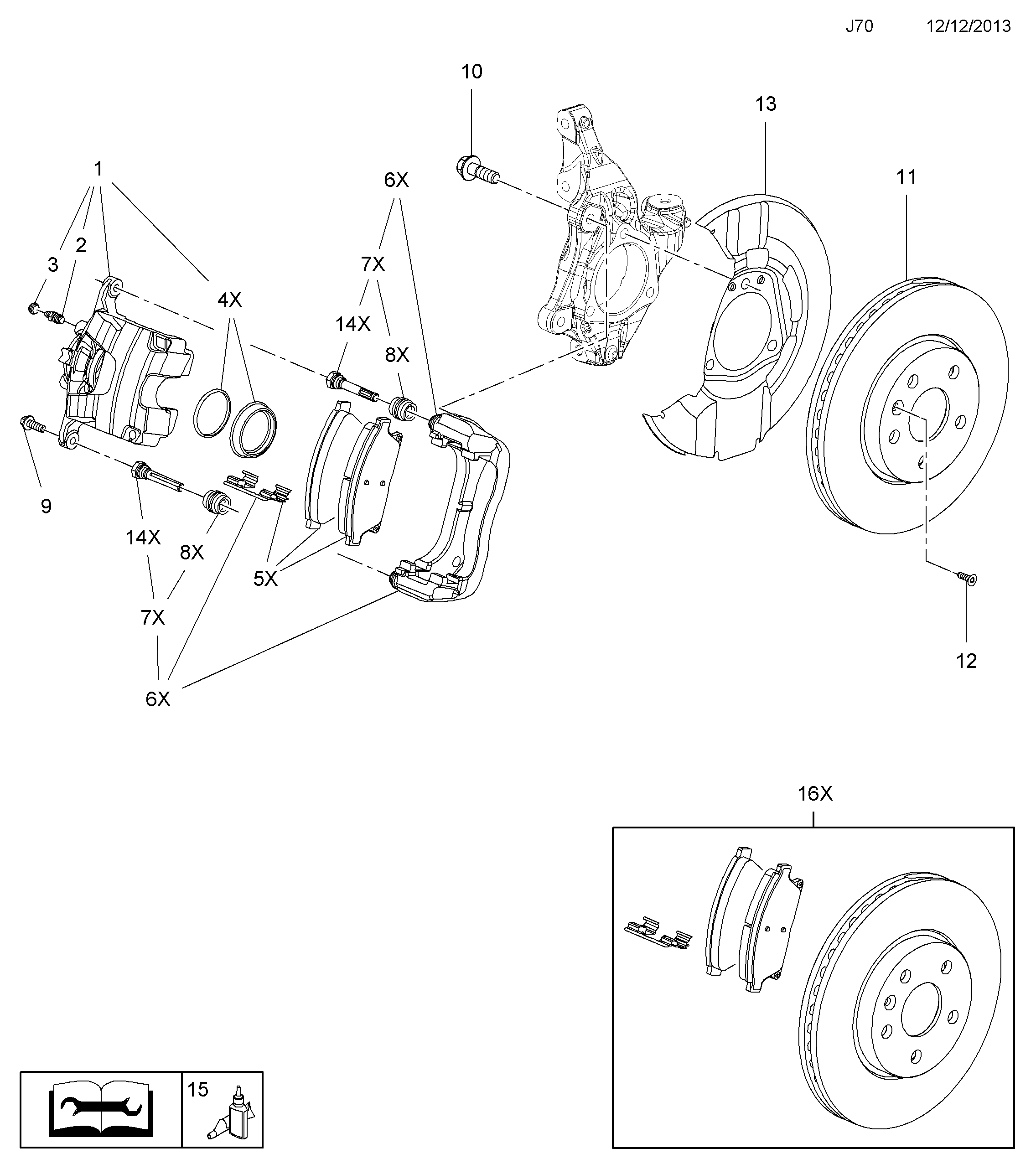 Vauxhall 1605263 - Гальмівні колодки, дискові гальма autozip.com.ua