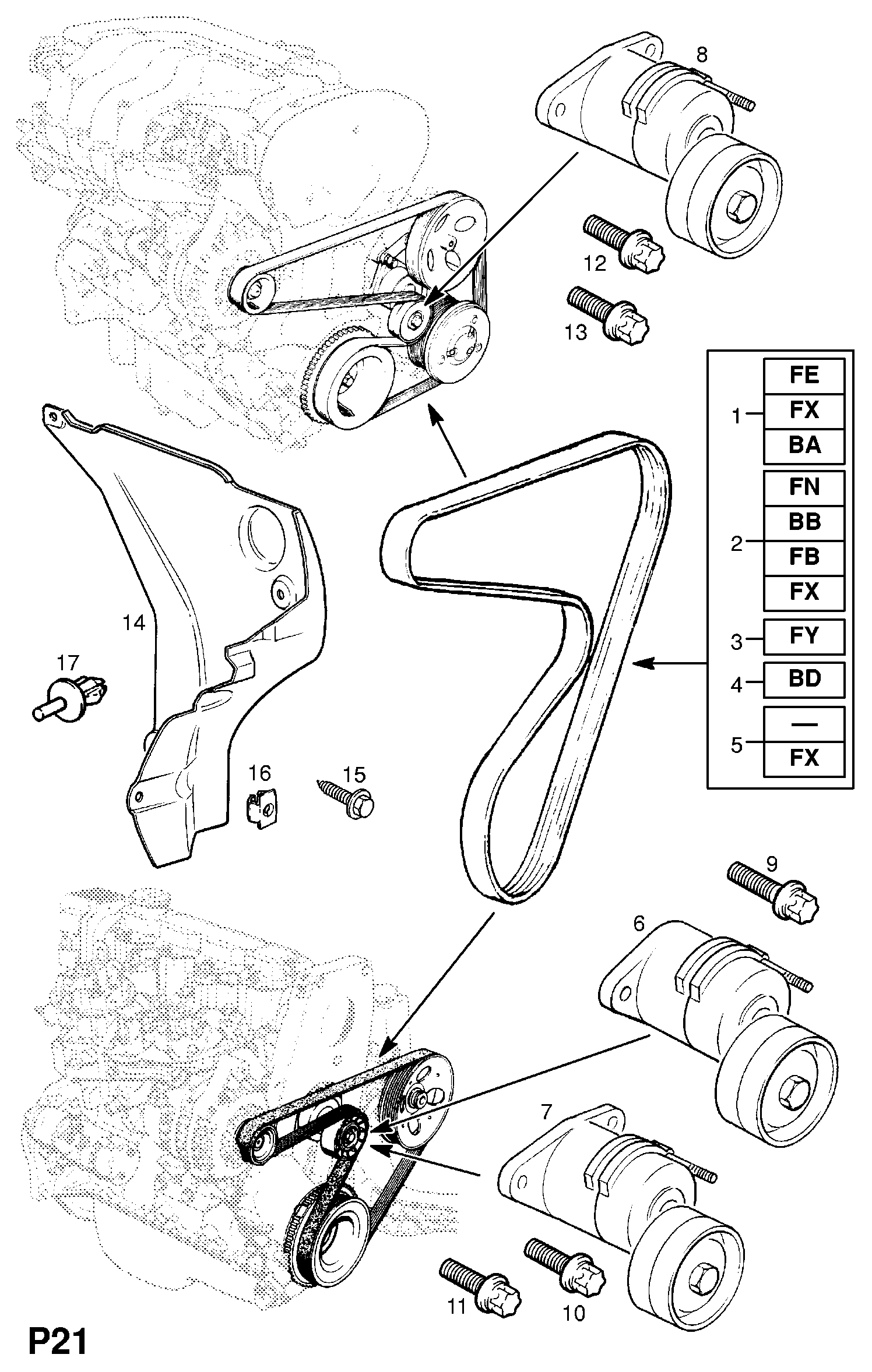 Chevrolet 91151716 - Поліклиновий ремінь autozip.com.ua