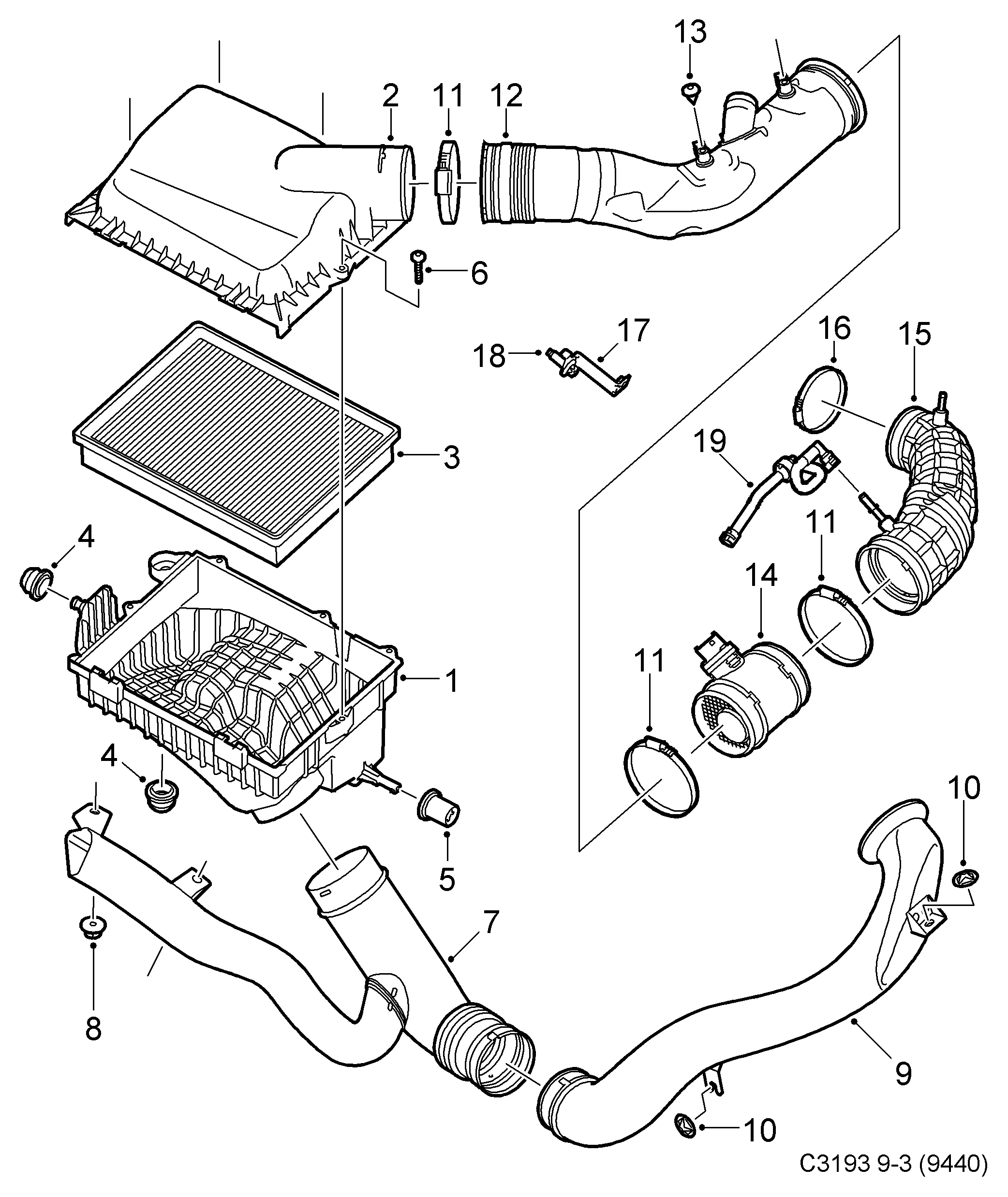 Opel 9129705 - Повітряний фільтр autozip.com.ua