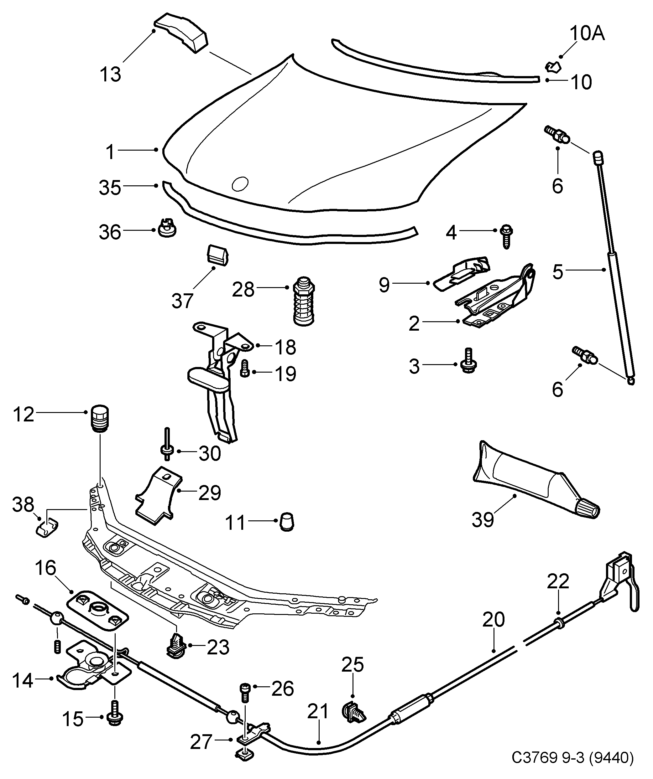 SAAB 12782931 - Тросик замка капота autozip.com.ua