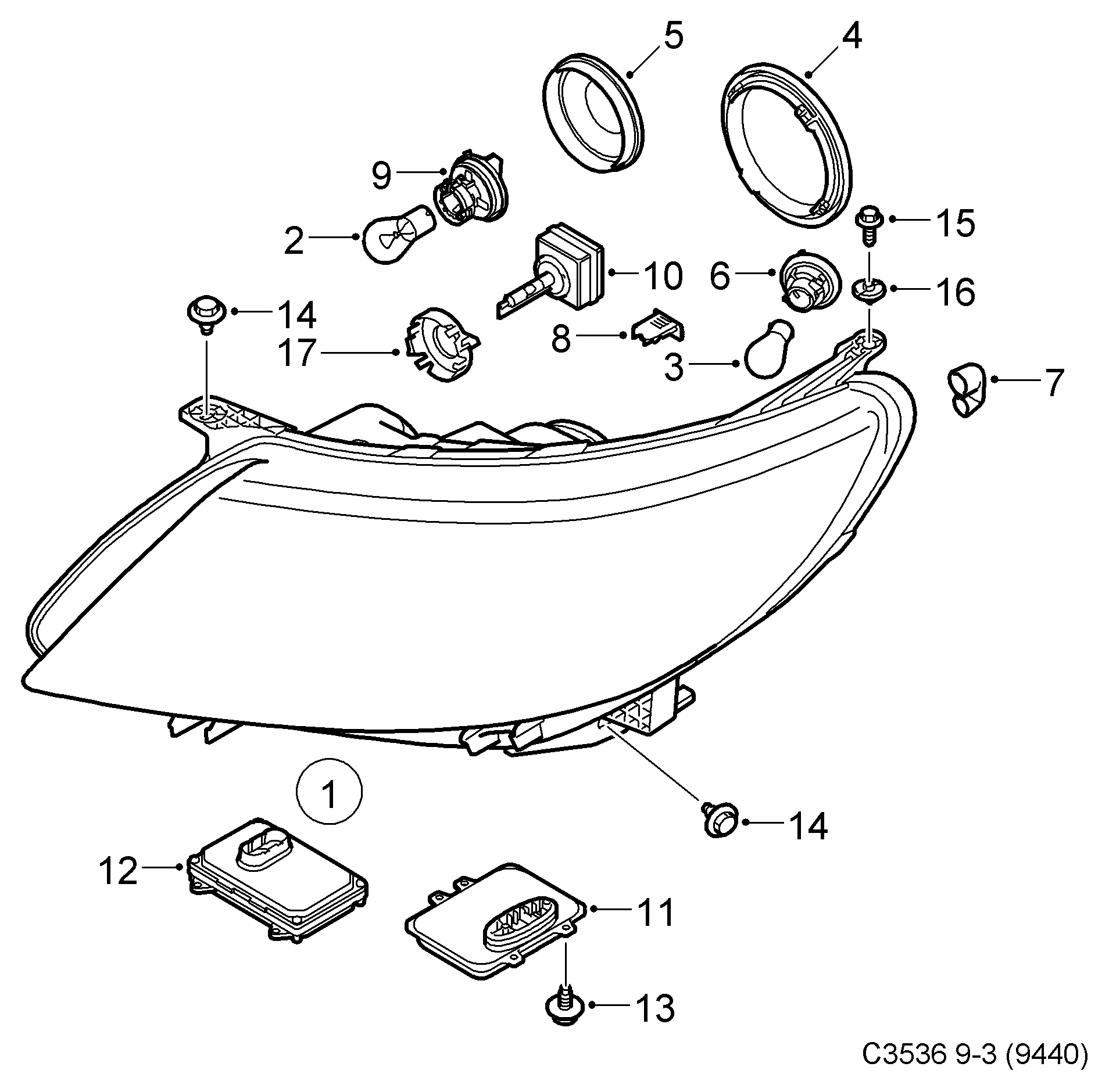 SAAB 12 76 7670 - Пристрій управління, освітлення autozip.com.ua