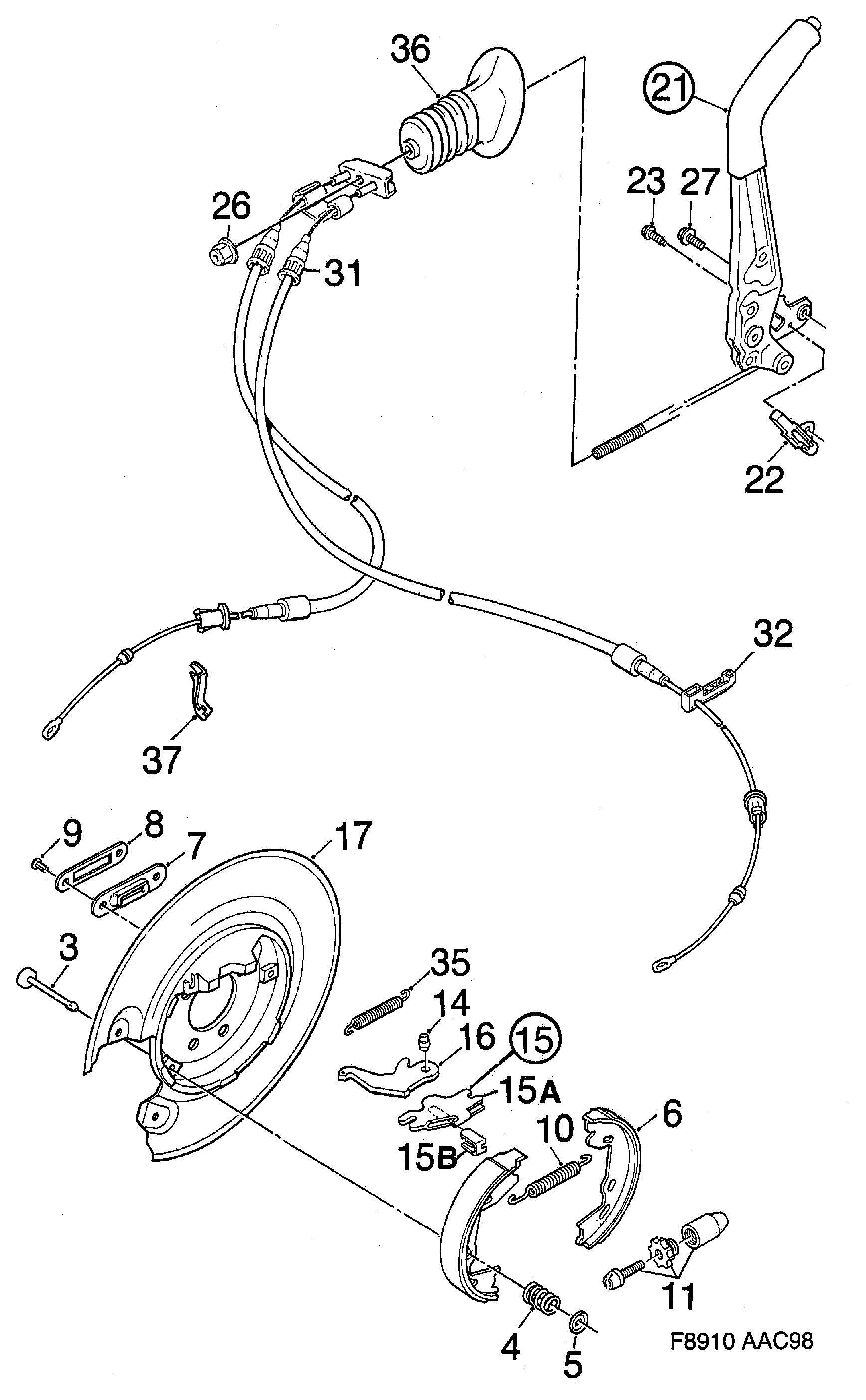 SAAB 4839874 - Трос, гальмівна система autozip.com.ua