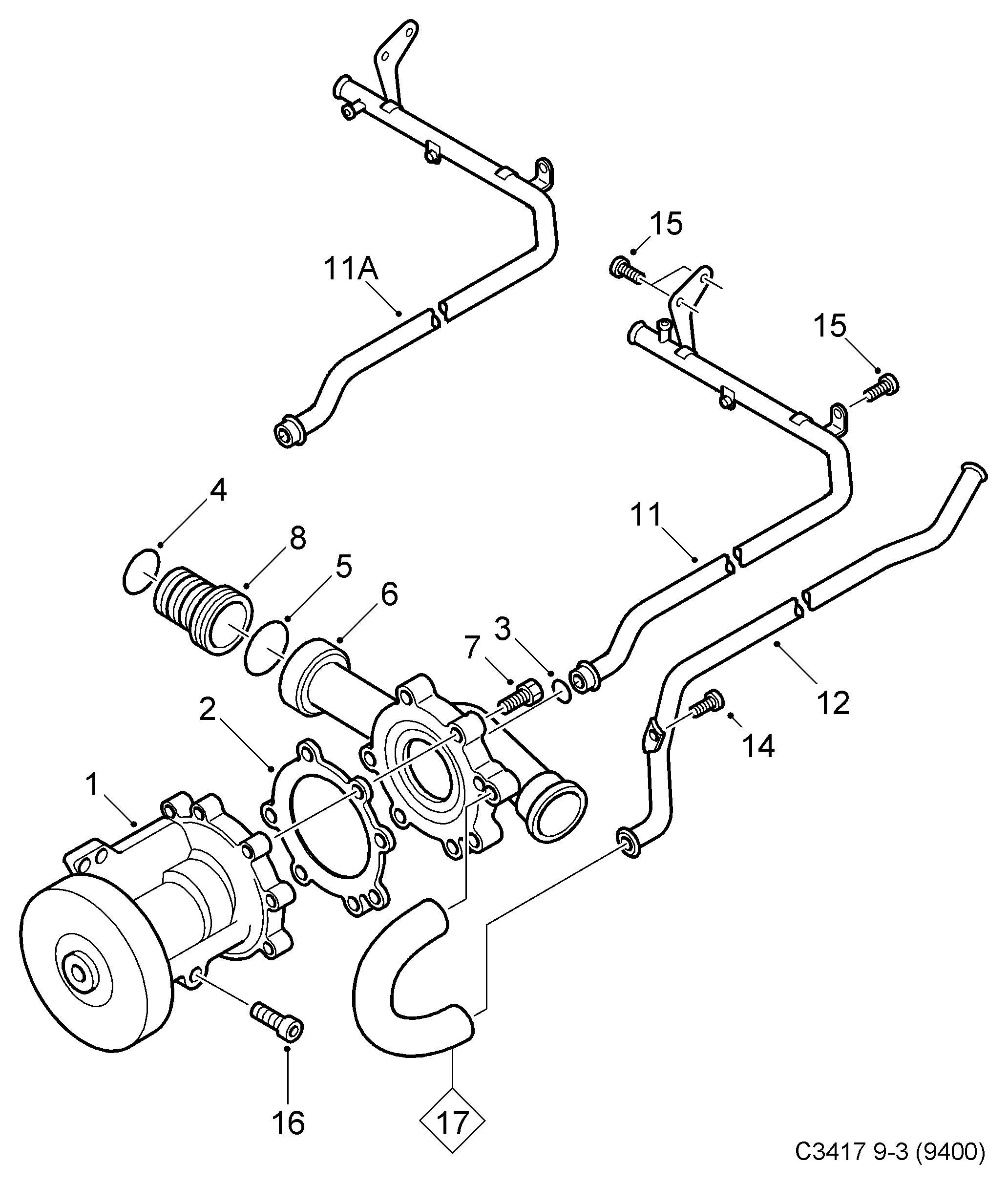 SAAB 88 22 793 - Водяний насос autozip.com.ua