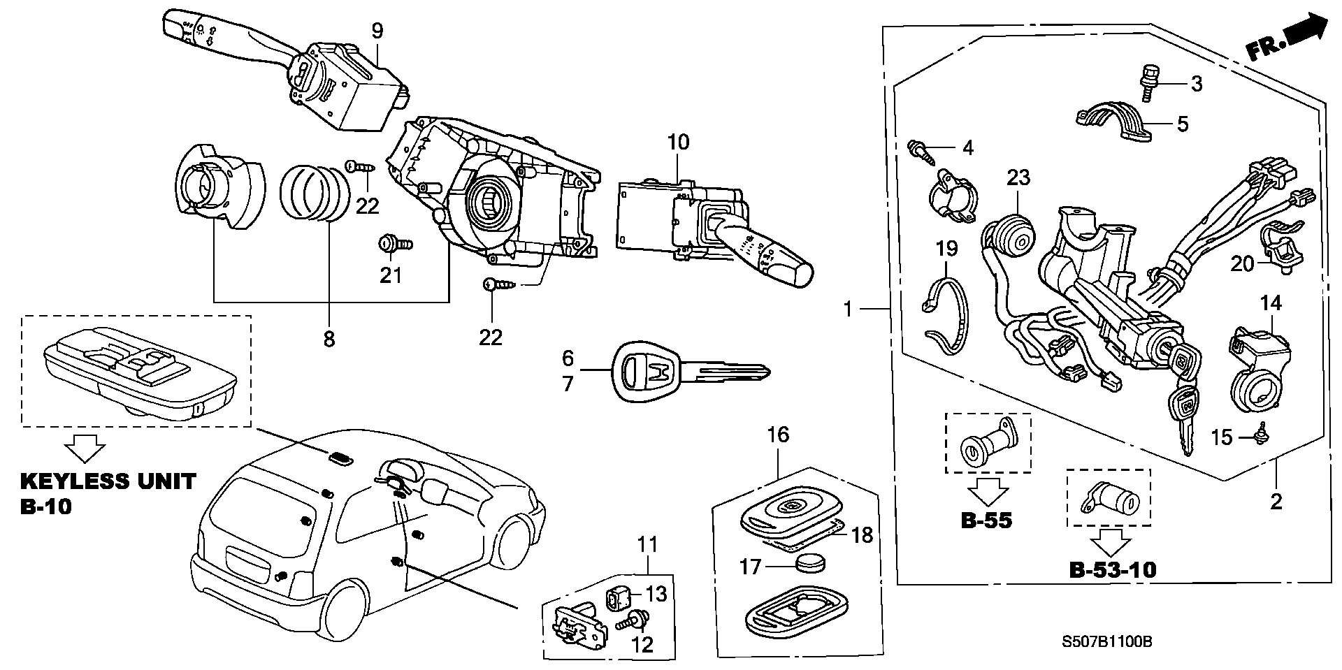 Honda 35255-S2H-G01 - Вимикач на рульовій колонці autozip.com.ua