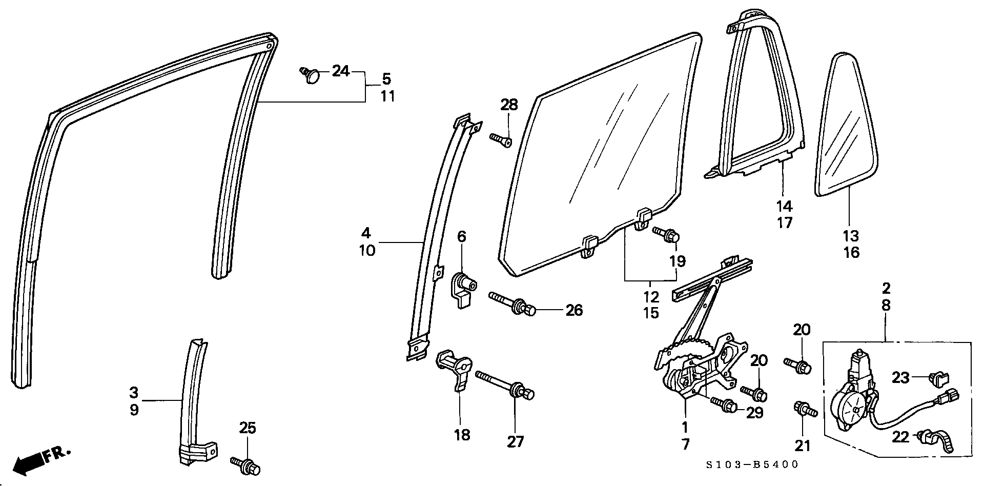 Honda 73405 S10 010 - Бокове вікно autozip.com.ua