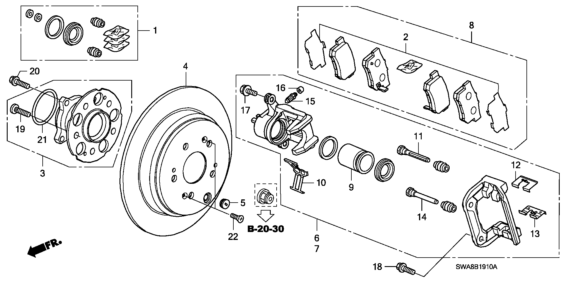 Honda 43022-S9A-010 - Гальмівні колодки, дискові гальма autozip.com.ua