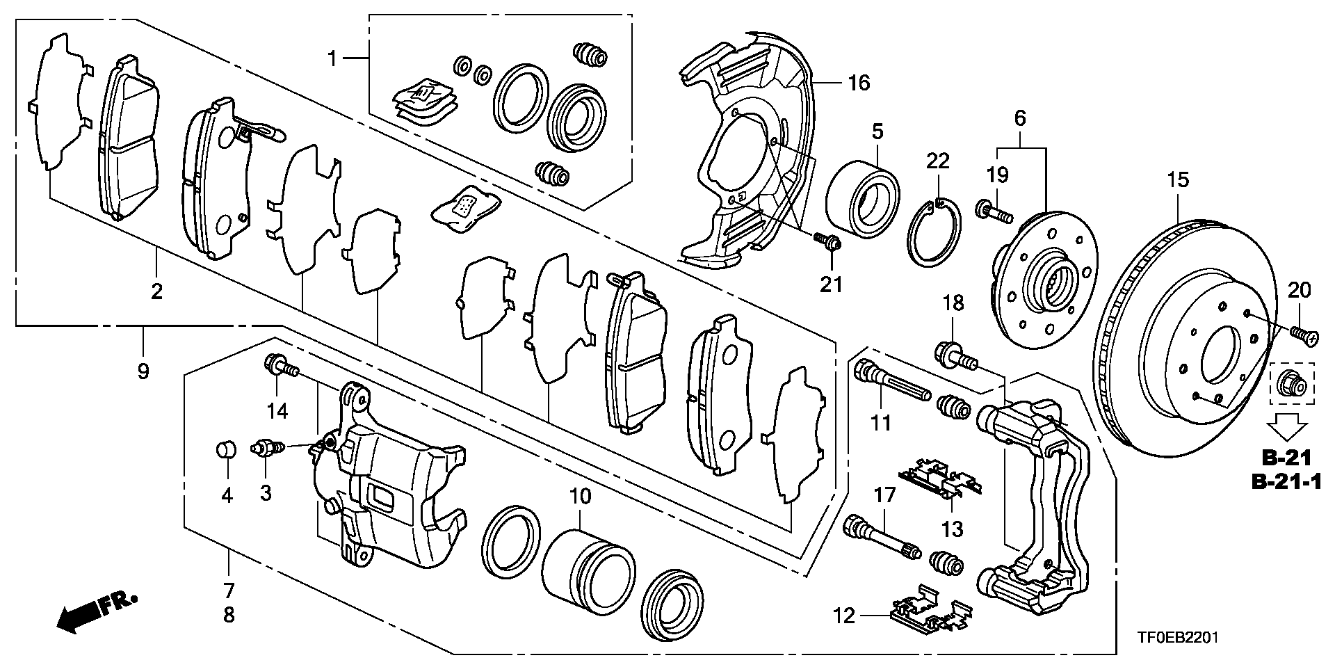 Honda 45022TF0G02 - Гальмівні колодки, дискові гальма autozip.com.ua