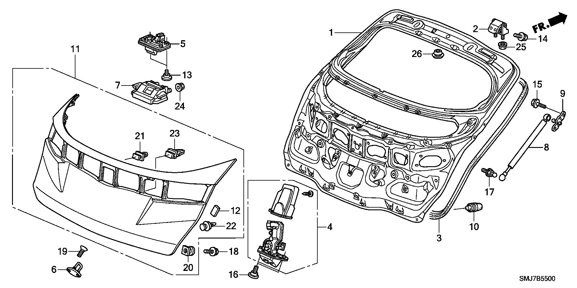 Honda 74820-SMG-E03 - Газова пружина, кришка багажник autozip.com.ua