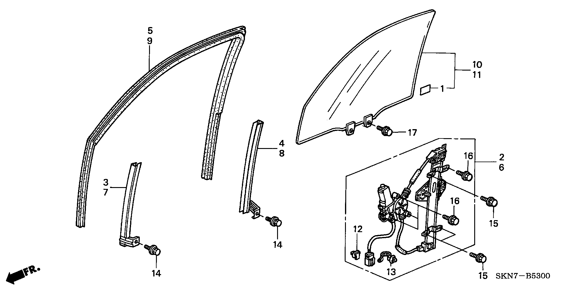 Honda 73300SCAG10 - Бокове вікно двері autozip.com.ua