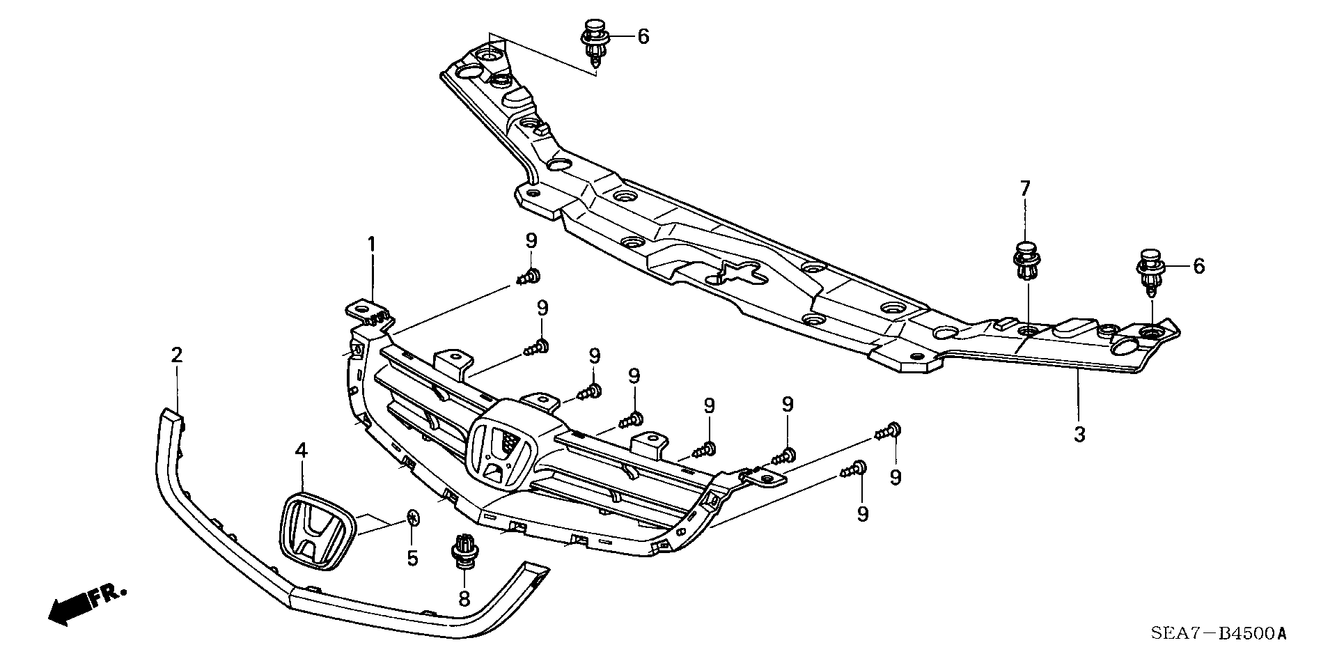 Honda 71121-SEA-003ZA - Решітка радіатора autozip.com.ua