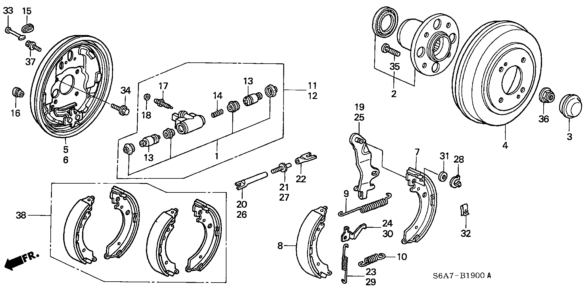 Honda 43053-S6A-E50 - Комплект гальм, барабанний механізм autozip.com.ua